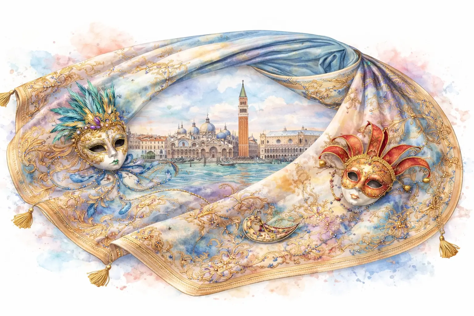 venice_carnival_scarf_watercolor_horizontal