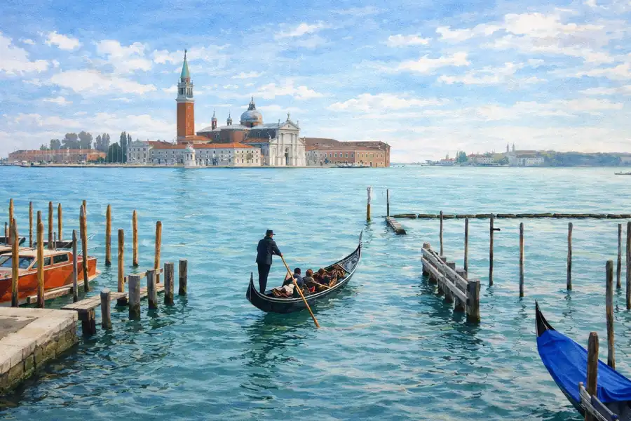 venice-lagoon-gondola-daylight-bright-watercolor-horizontal