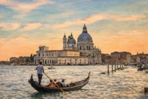 venice-sunset-gondola-santa-maria-della-salute-watercolor-horizontal