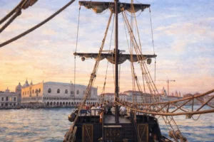 venetian-galleon-dinner-cruise-deck-view-sunset-watercolor