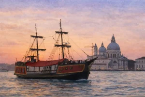 venetian-galleon-dinner-cruise-sunset-watercolor