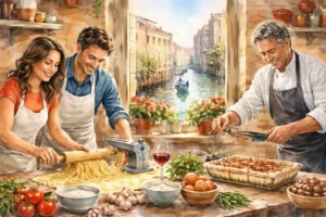 venice-pasta-tiramisu-cooking-class-watercolor